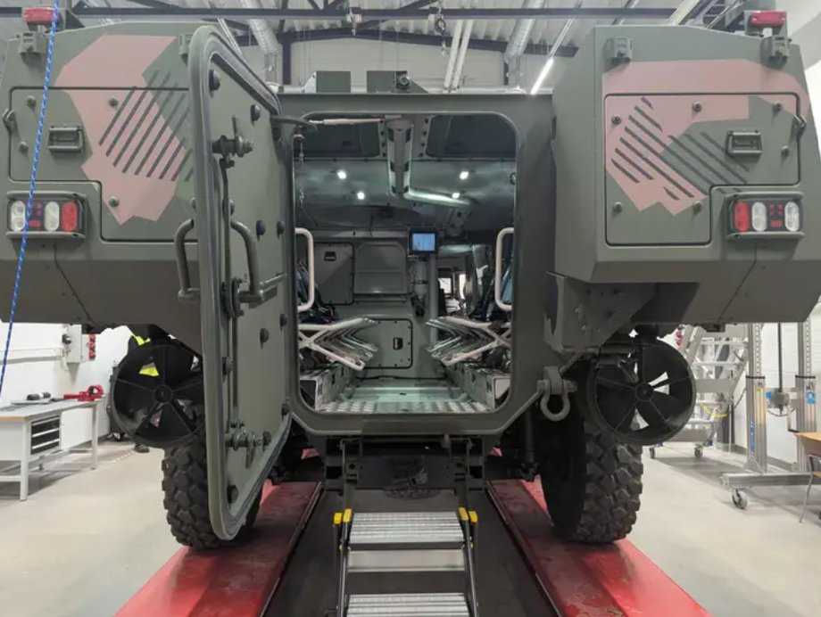 The Patria 6x6 can accommodate a total of 12 to 13 people