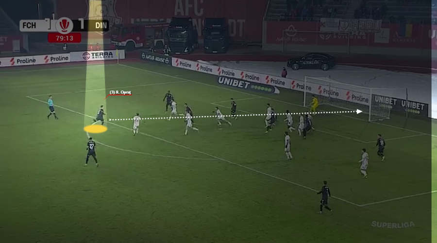 How Raul Opruț scored the 2nd goal with Hermannstadt // photo: wyscout Amazing! Raul Opruț should not have scored in Sibiu, but he did it twice