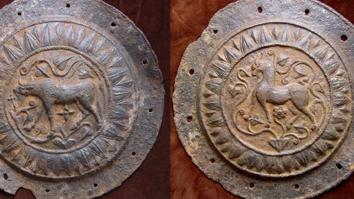 Stag depicted on a shield discovered at Red Stone. Source: Romanian Police