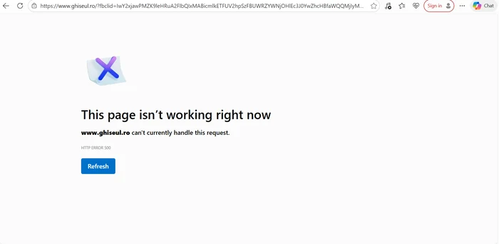 Error received by users. PHOTO: screenshot giseul.ro