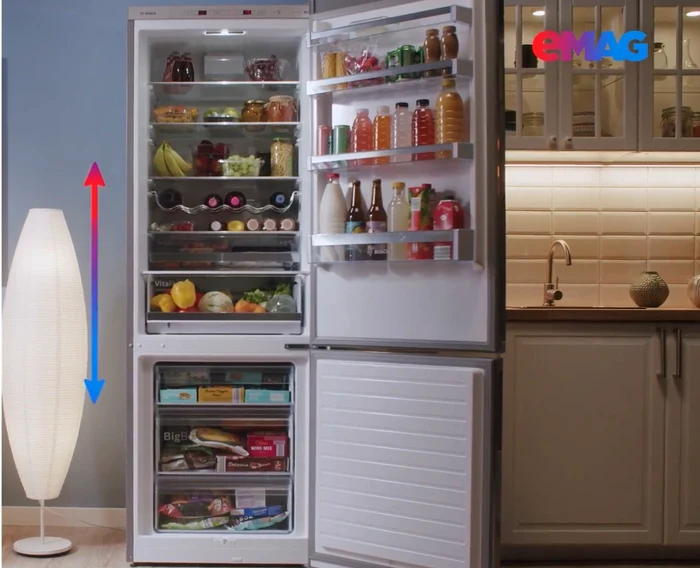 Open top fridge freezer full of food Source eMAG