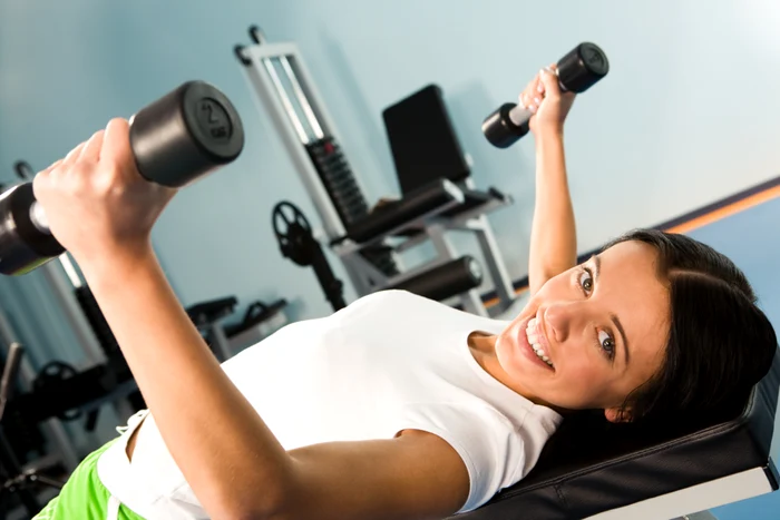 woman, weight training