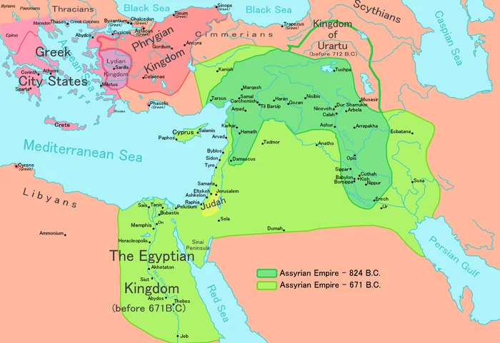 Assyrian Empire (in green) PHOTO wikipedia