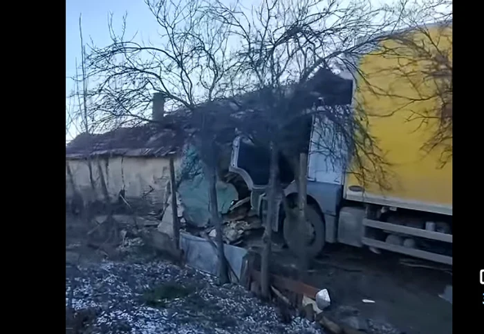 The truck drove into the house. PHOTO FB video capture
