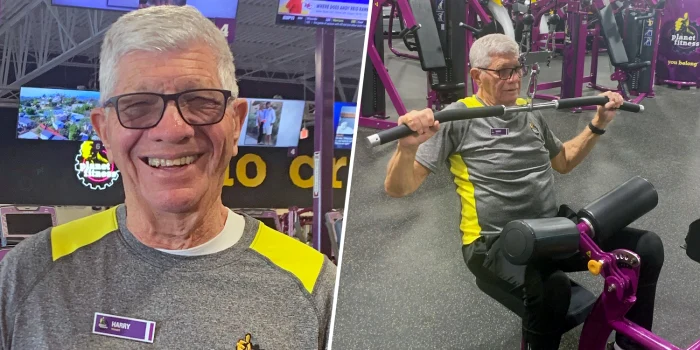 The 83-year-old man trains four times a week PHOTO: Planet Fitness