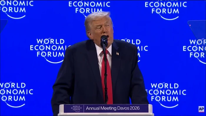 Donald Trump during his speech in Davos. PHOTO: Video capture