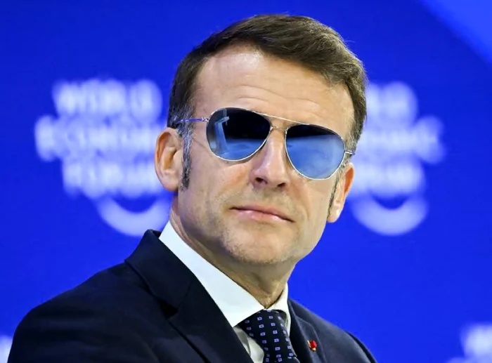 Emmanuel Macron wore sunglasses at Davos PHOTO: X