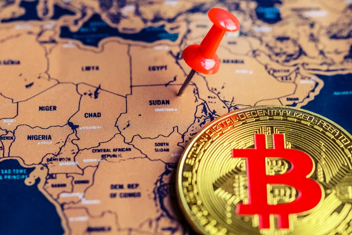 Bitcoin over Africa map