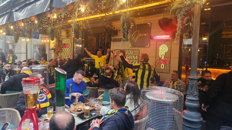 Fenerbahce supporters in the Old Center before the FCSB match