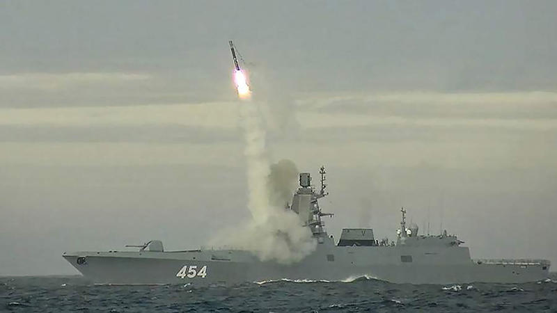 the launch of a Zircon missile from the Admiral Gorskov frigate, Photo: east2west news / WillWest News / Profimedia