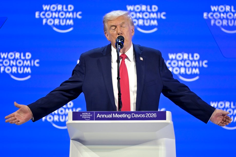 Donald Trump during his speech in Davos