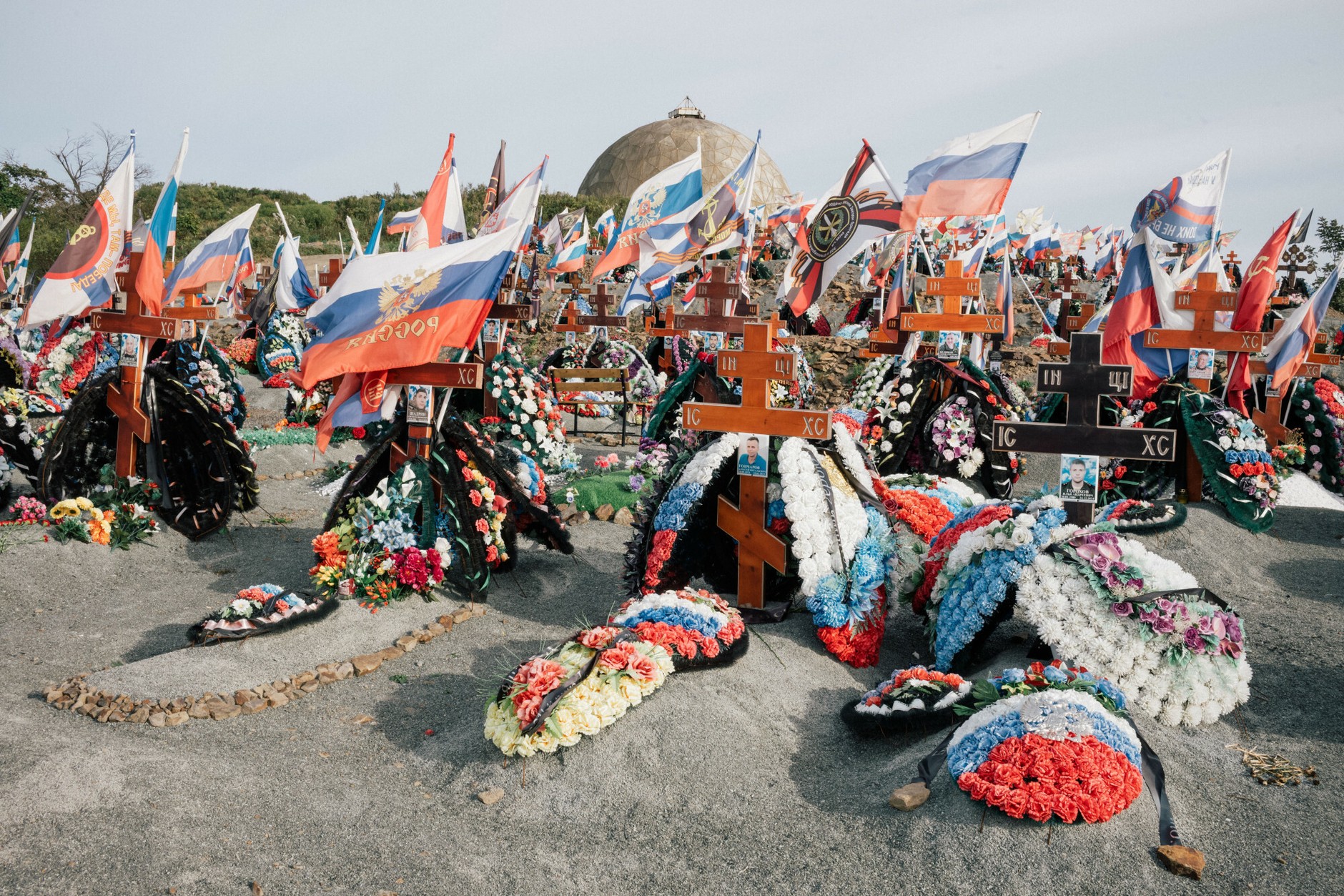 Cemetery with the graves of Russian veterans killed during the Russian invasion of Ukraine. Vladivostok, Russia, September 22, 2025