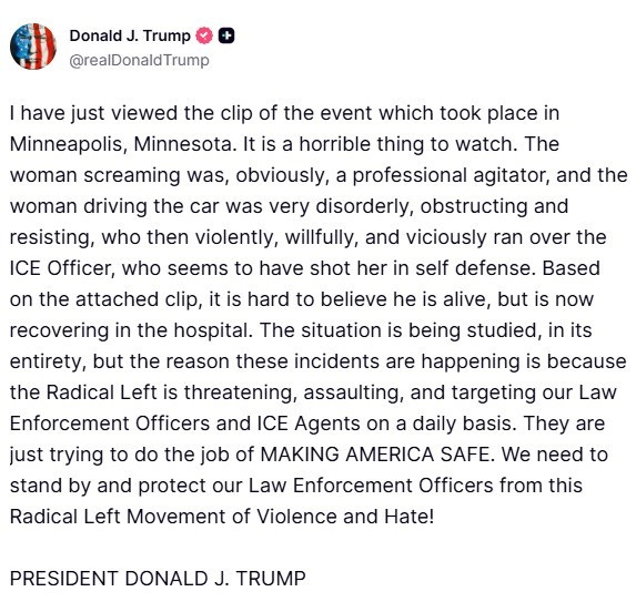 Donald Trump's post on Truth Social