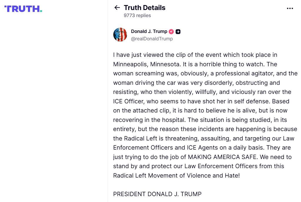 Murder of a woman by a US immigration officer. Trump declared self-defense and showed video photo 2