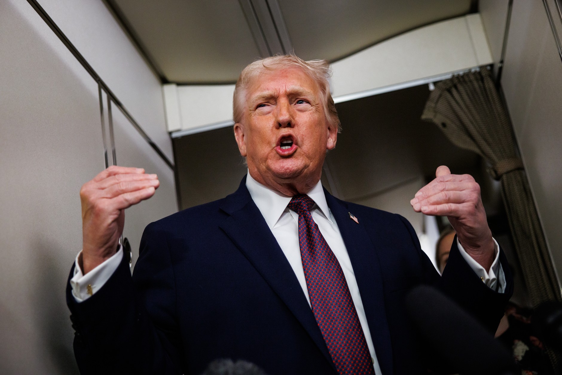 US President Donald Trump aboard Air Force One, January 11, 2026. 