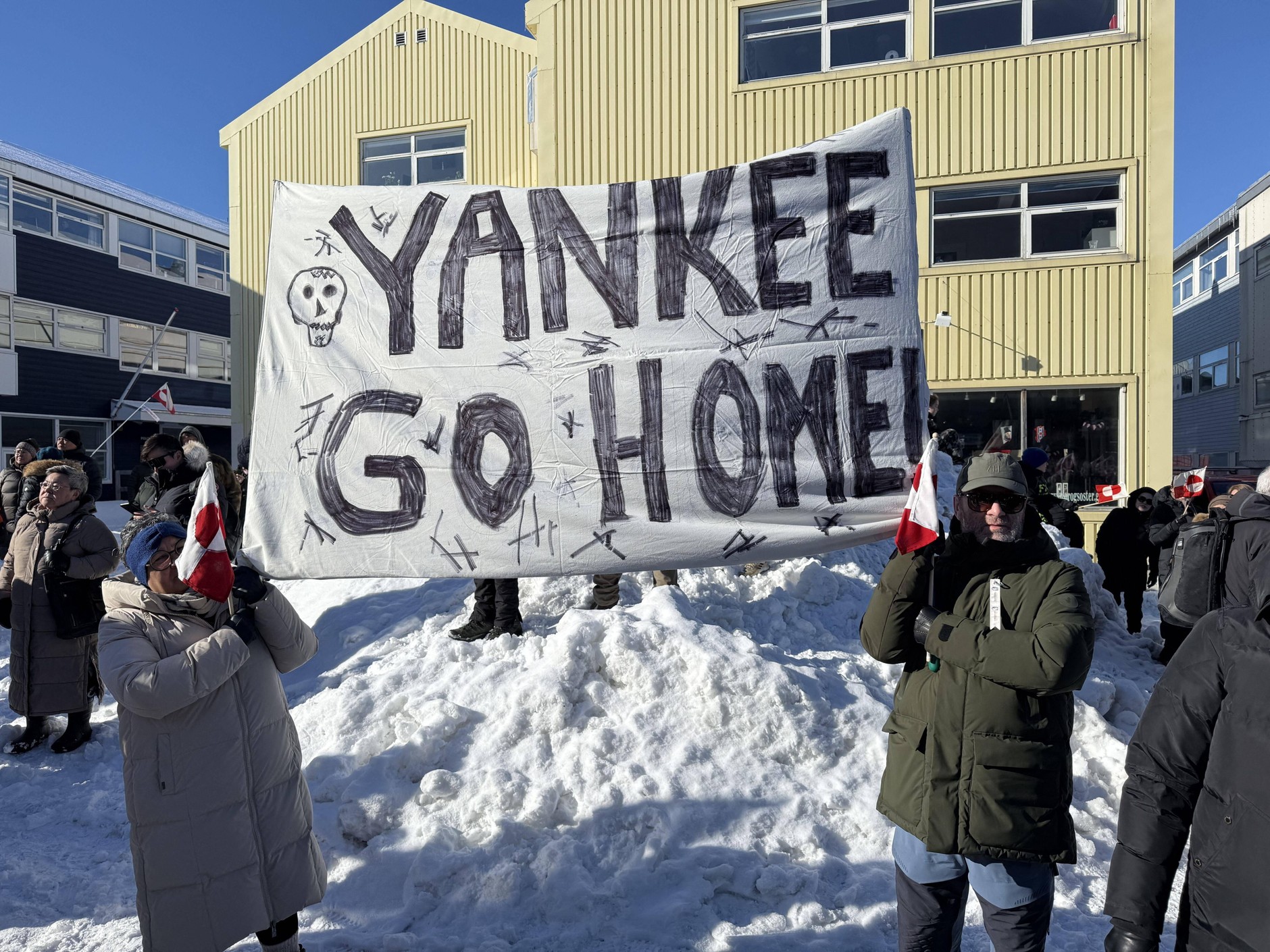 Greenlandic people gather in the city center to protest the President of the United States, Nuuk, Greenland, March 15, 2025.