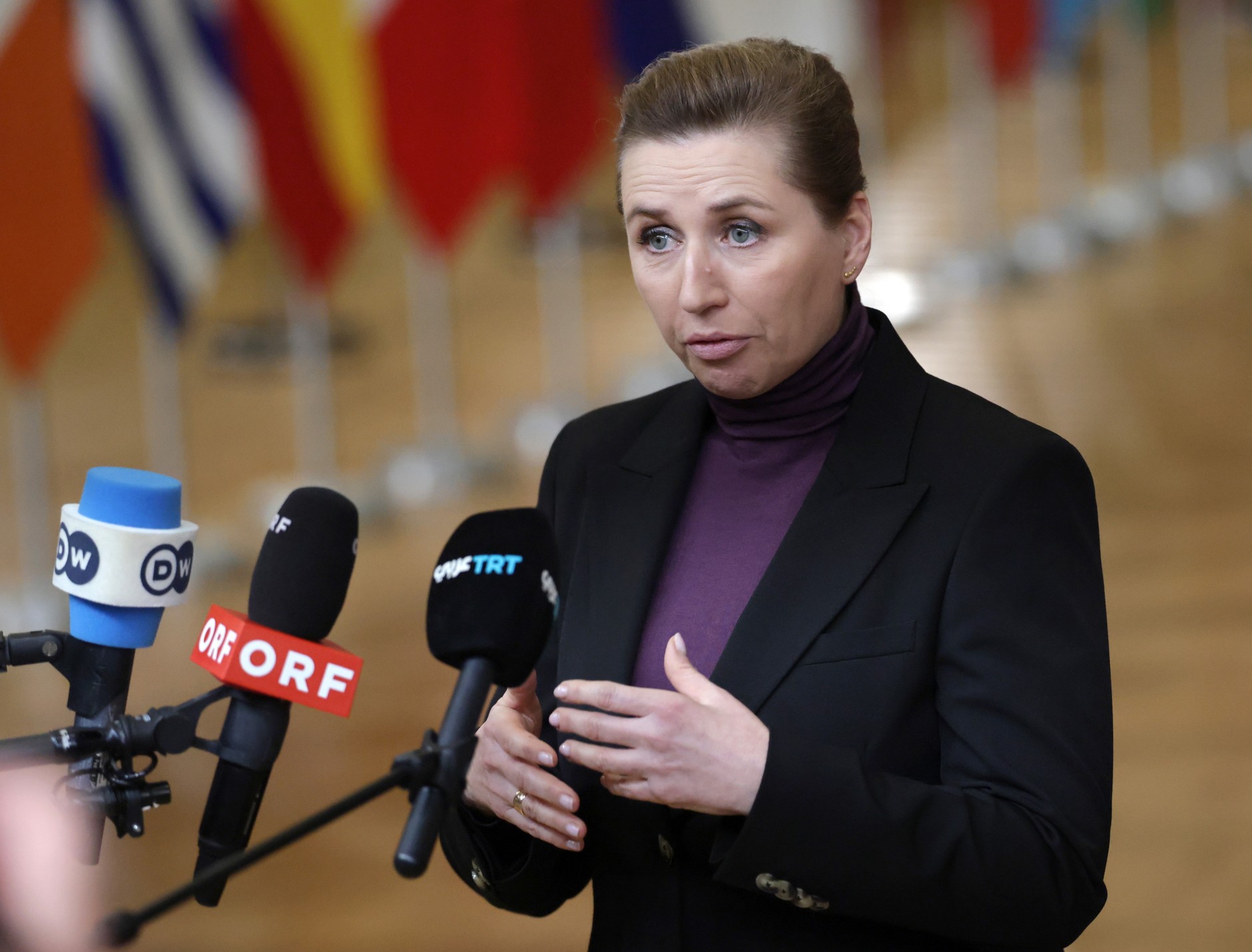 Danish Prime Minister Mette Frederiksen during an informal meeting of members of the European Council in Brussels, Belgium, January 22, 2026.