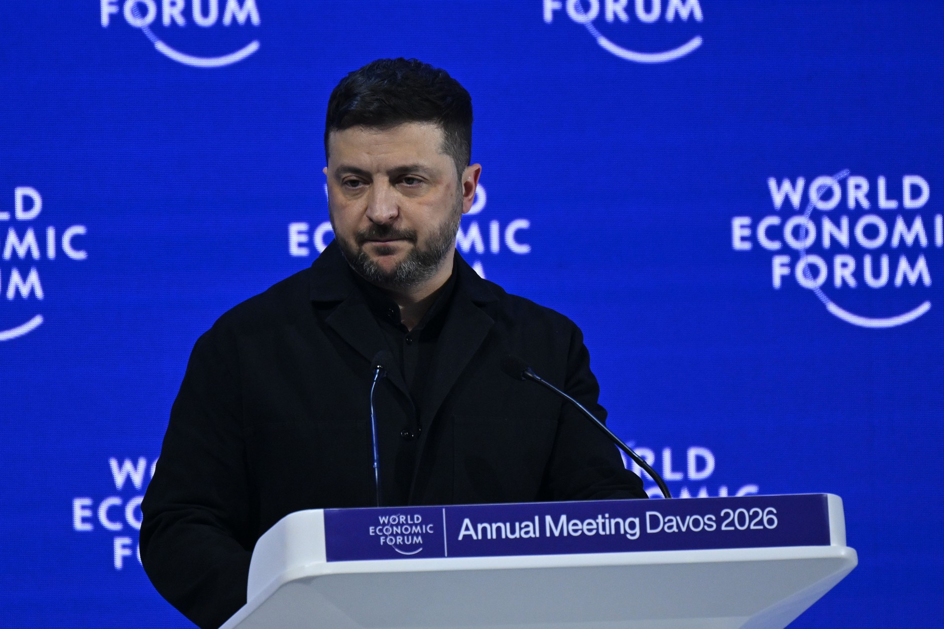 President of Ukraine Volodymyr Zelensky in Davos, January 22, 2026.