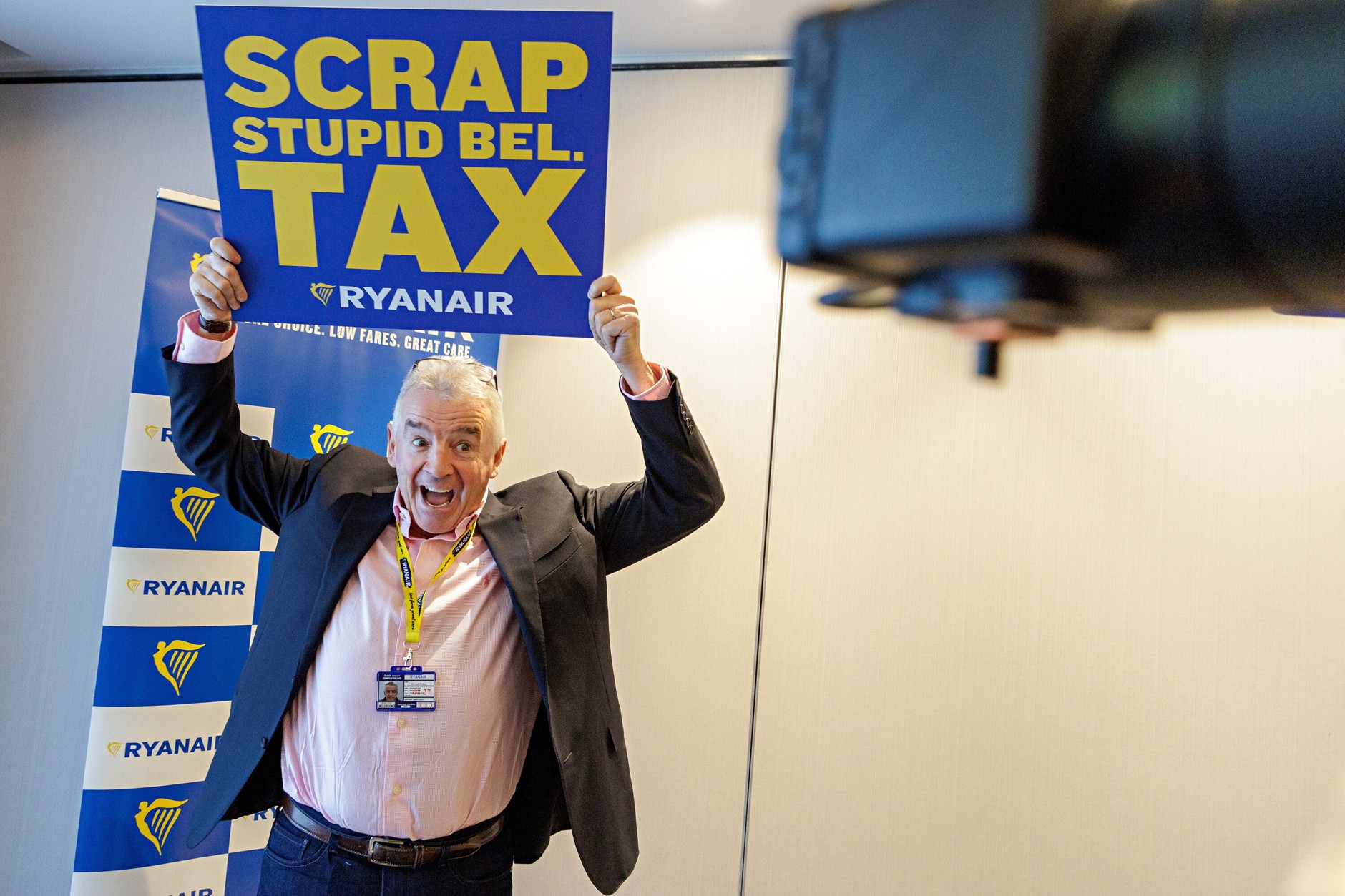 Michael O'Leary, CEO of Ryanair, during a press conference. Brussels, 14 January 2025