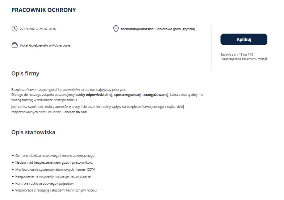 Job offer from a hotel