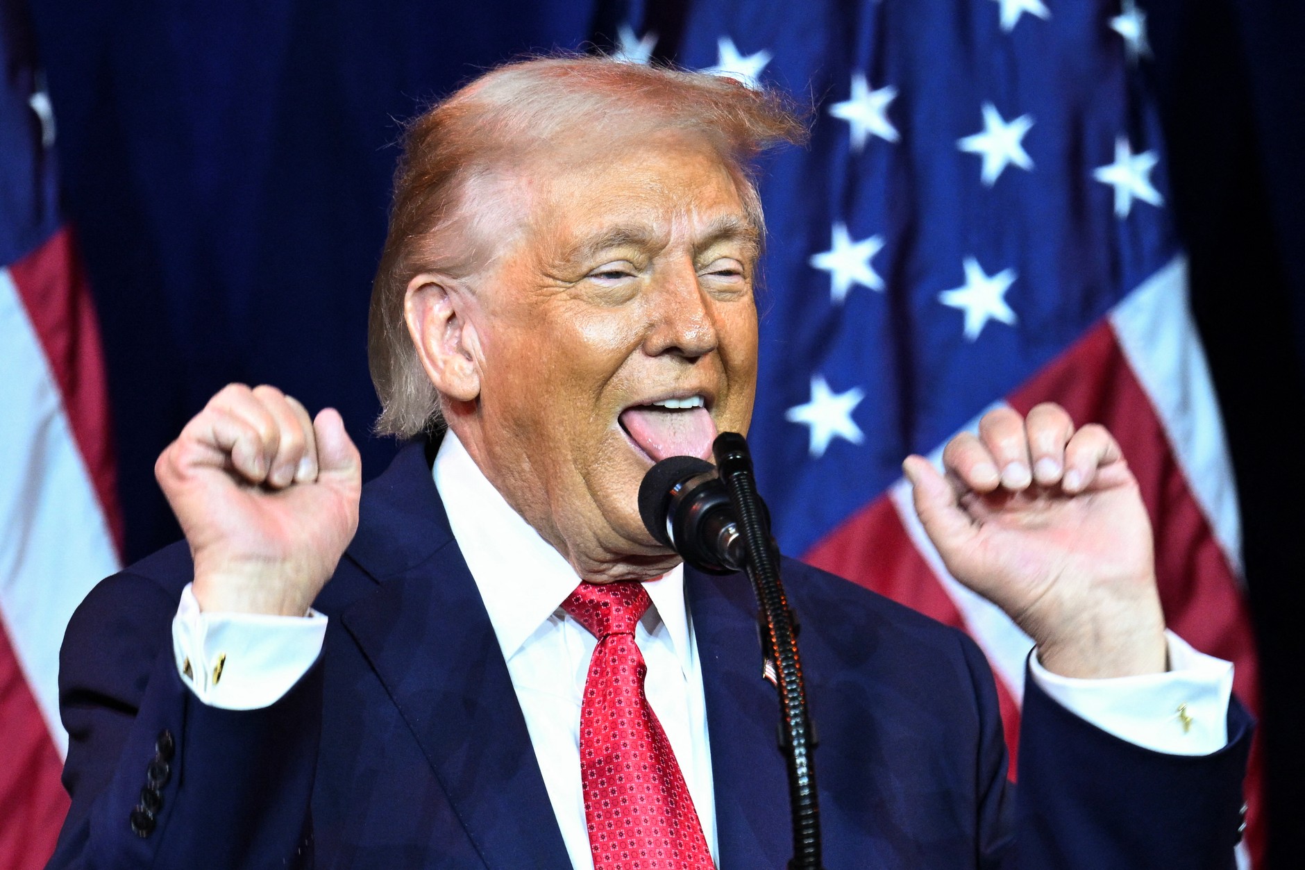 U.S. President Donald Trump speaks at a meeting of Republican Party members in Washington, U.S., January 6, 2026.