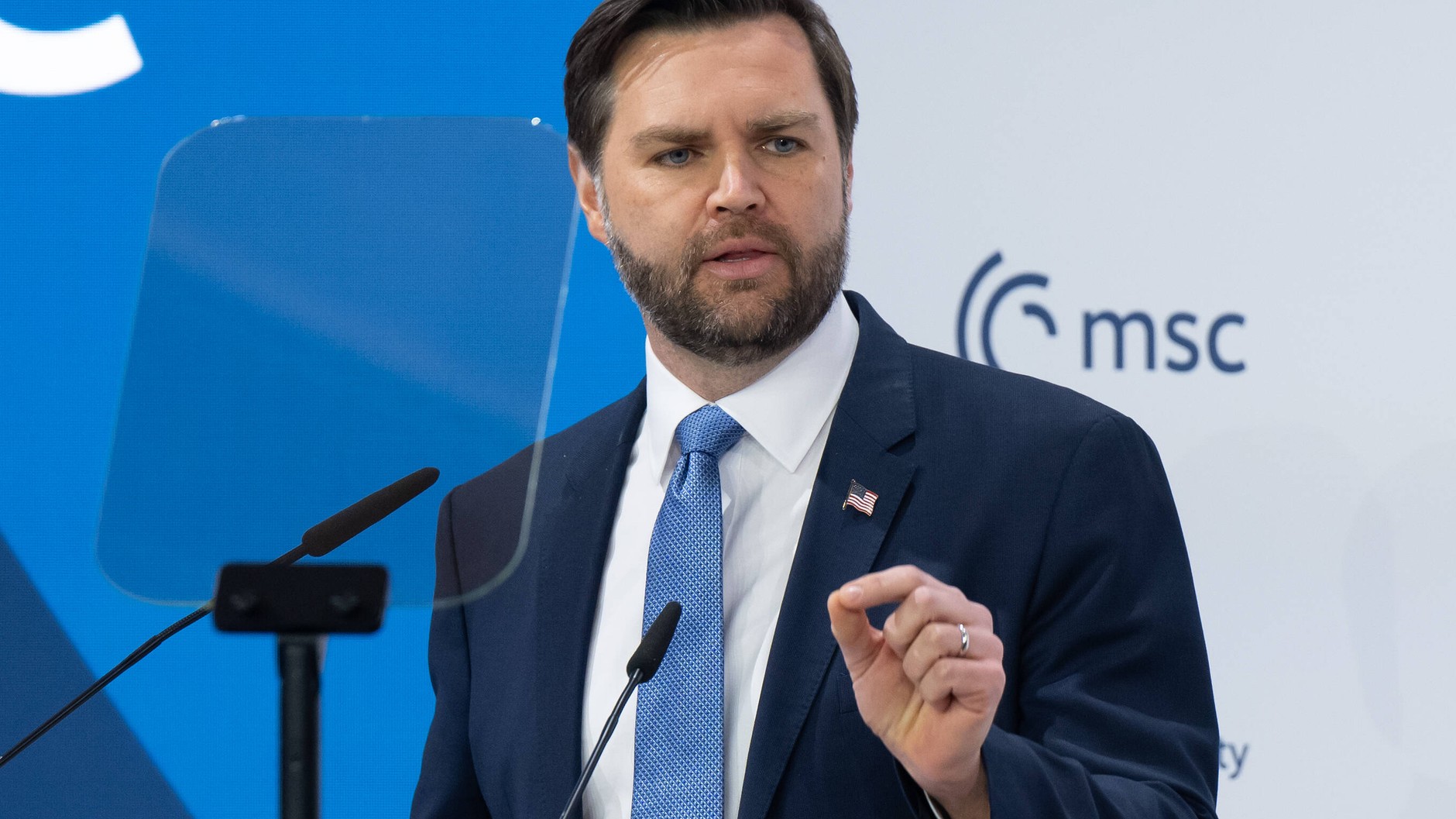 J.D. Vance, U.S. Vice President, at the Munich Security Conference, February 14, 2025.