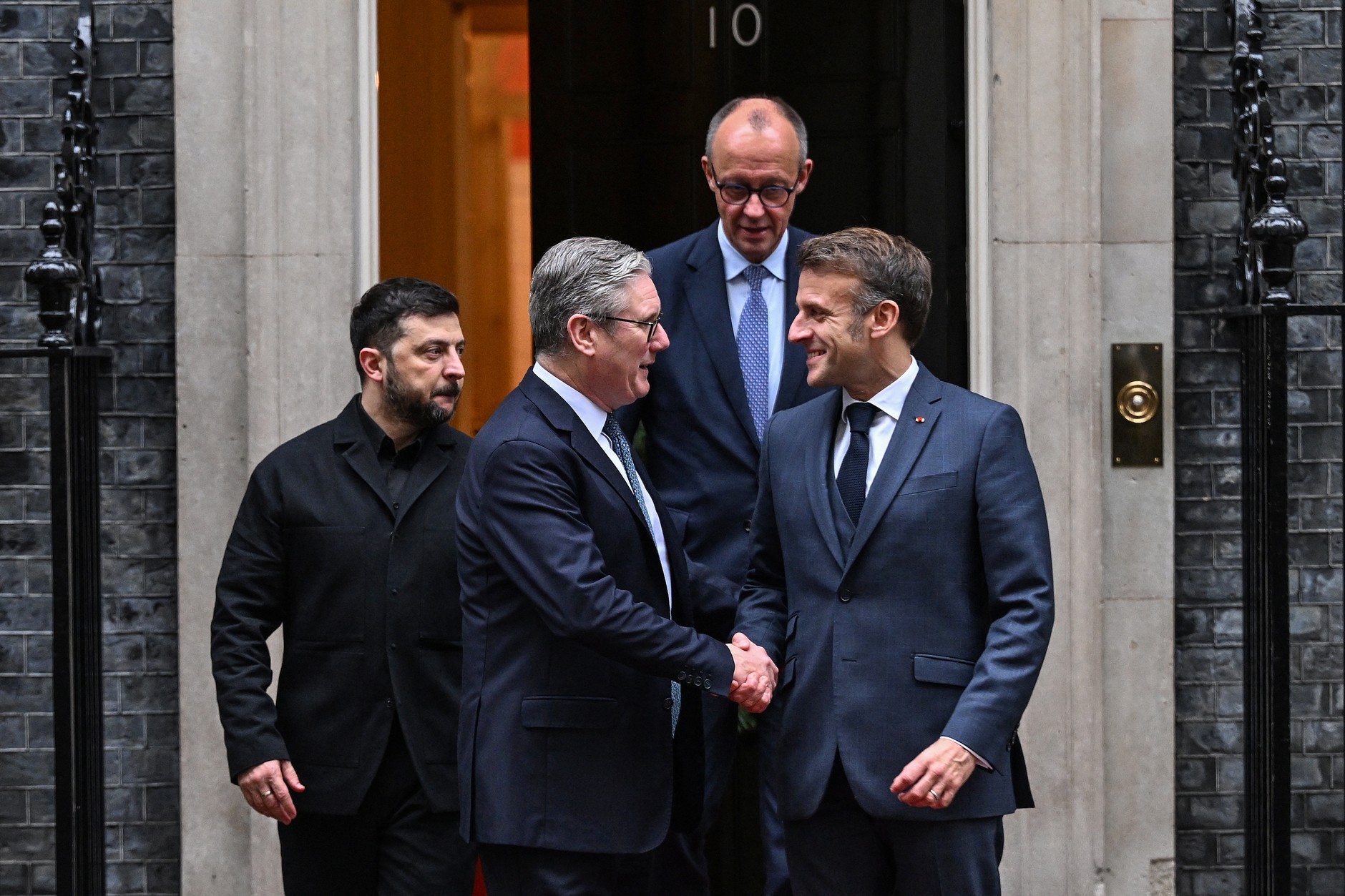 President of Ukraine Volodymyr Zelensky, Prime Minister of Great Britain Keir Starmer, Chancellor of Germany Friedrich Merz, President of France Emmanuel Macron, December 8, 2025.