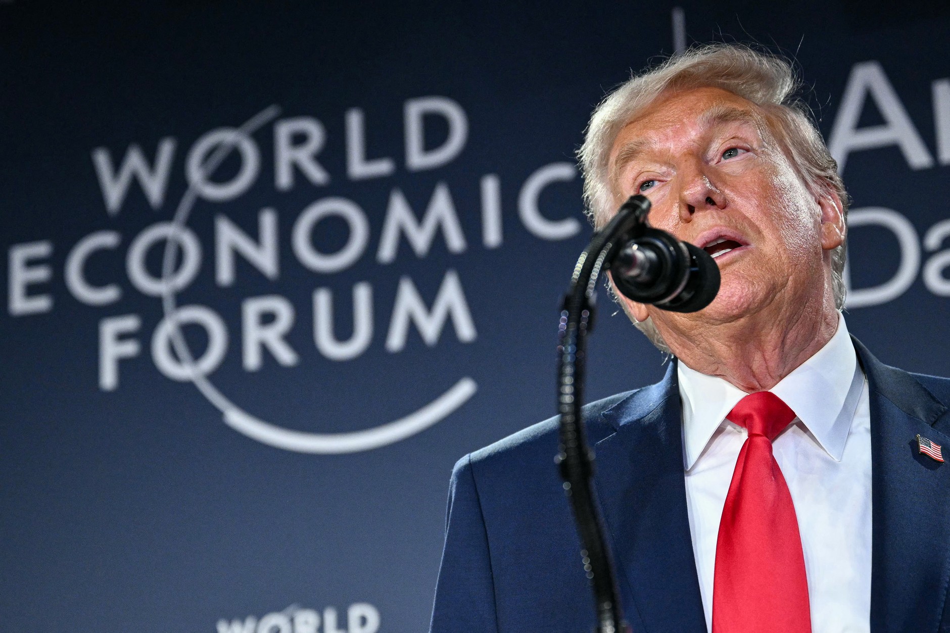 US President Donald Trump at a meeting with business leaders in Davos, January 21, 2026.
