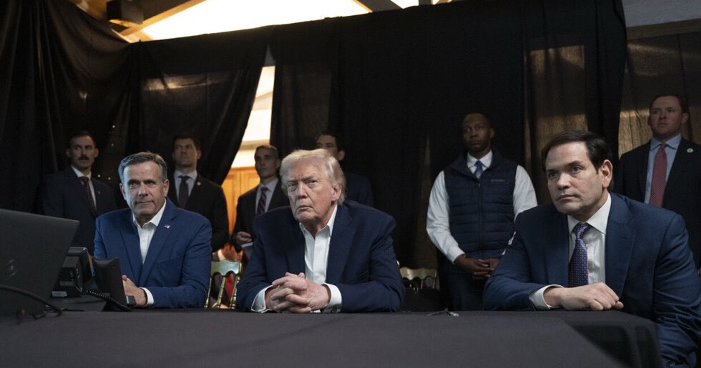 Donald Trump while observing soldiers' operations in Venezuela