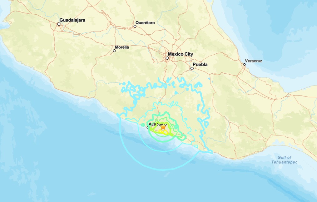 Earthquake near the city of Acapulco, Mexico