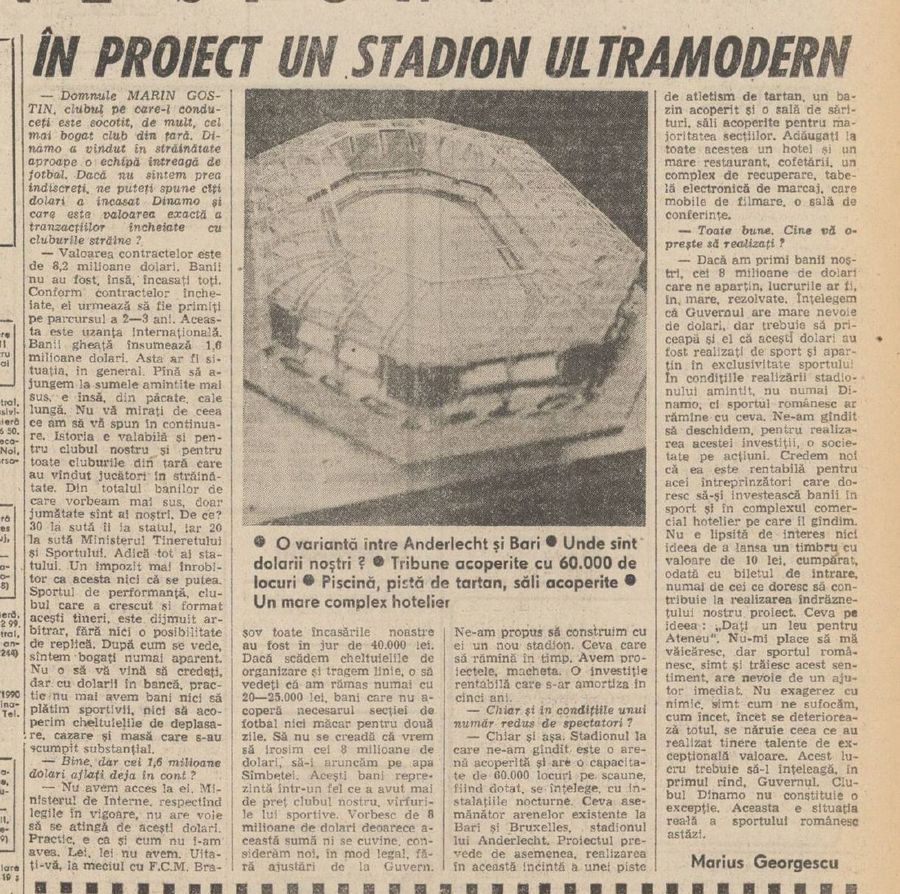 The models of the Dinamo stadium with which the fans were deceived after '90 » The first variant was a copy of a stadium in Italy and was supposed to have 60,000 seats