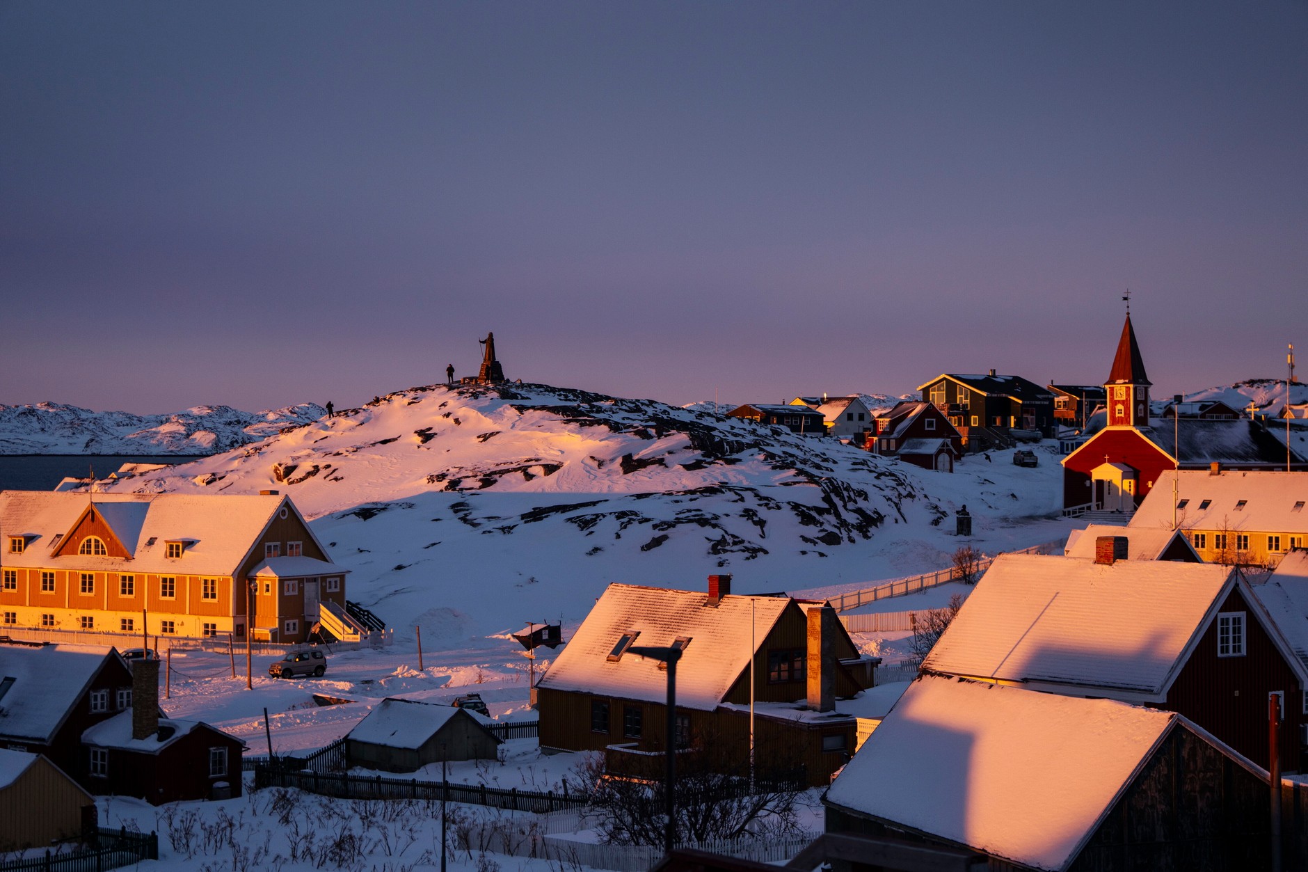 Sunset over Nuuk, Greenland, January 21, 2026. 