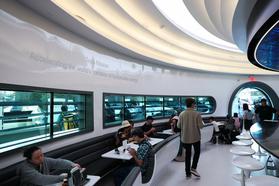 The interior of the Tesla Diner has been compared to a cartoon "The Jetsons"