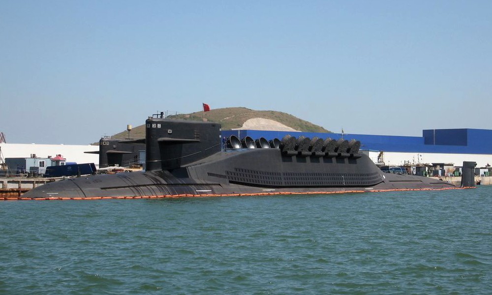 The photo shows a Chinese submarine carrying ballistic missiles