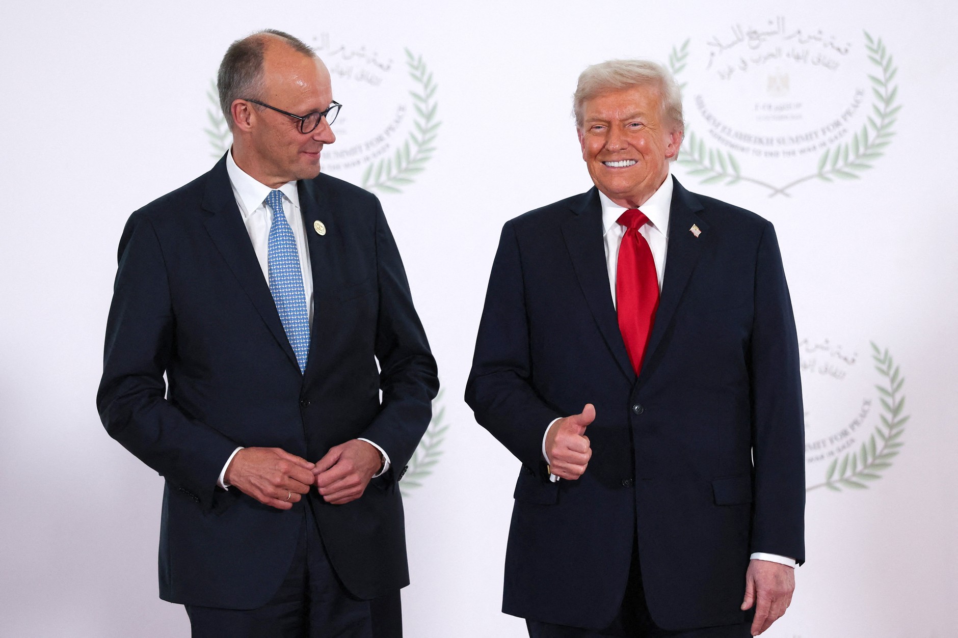 German Chancellor Friedrich Merz and US President Donald Trump in Sharm el-Sheikh, Egypt, October 13, 2025. 