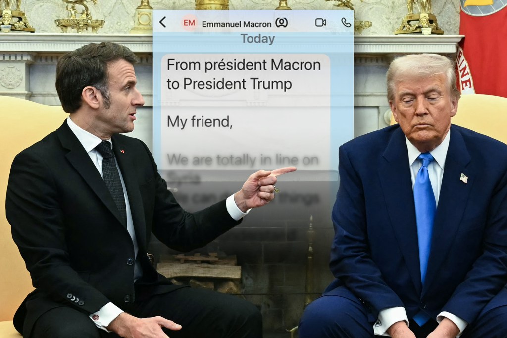 Emmanuel Macron and Donald Trump. Photo: Jim WATSON / AFP / Profimedia. Collage: Ion Mateș
