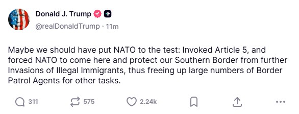 Donald Trump's post on Truth Social