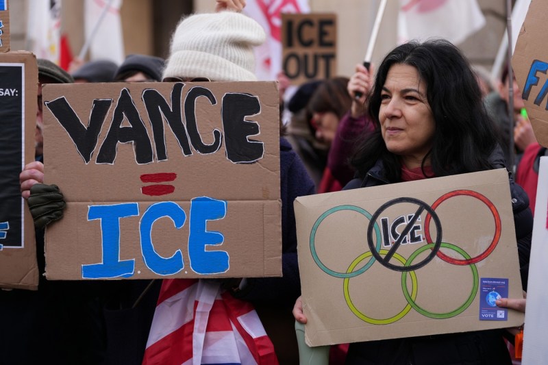 Protest against ICE in Milan. The protesters don't want them at the Olympics