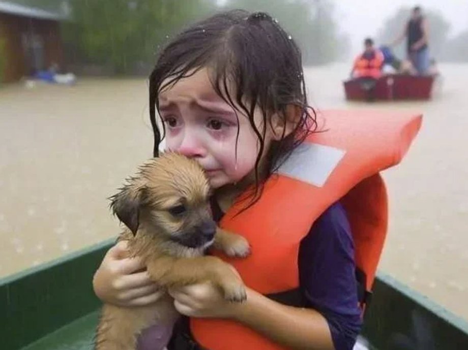 This and similar AI-generated images were shared very often in 2024 during the American floods, and many people thought they were photos.
