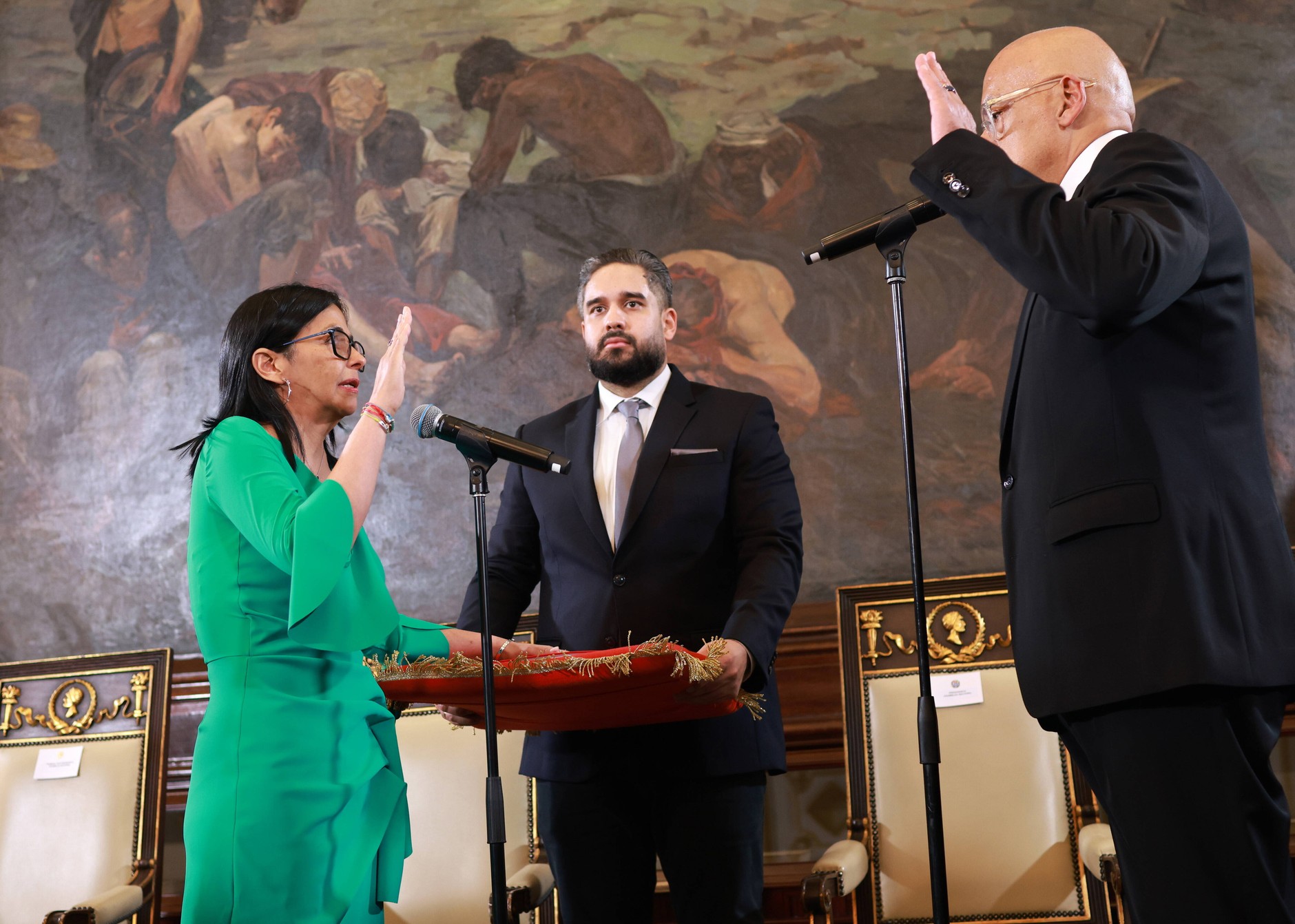 Delcy Rodriguez podczas zaprzysiężenia na stanowisko pełniącej obowiązki prezydentki kraju w Caracas, Wenezuela, 5 stycznia 2026 r.
