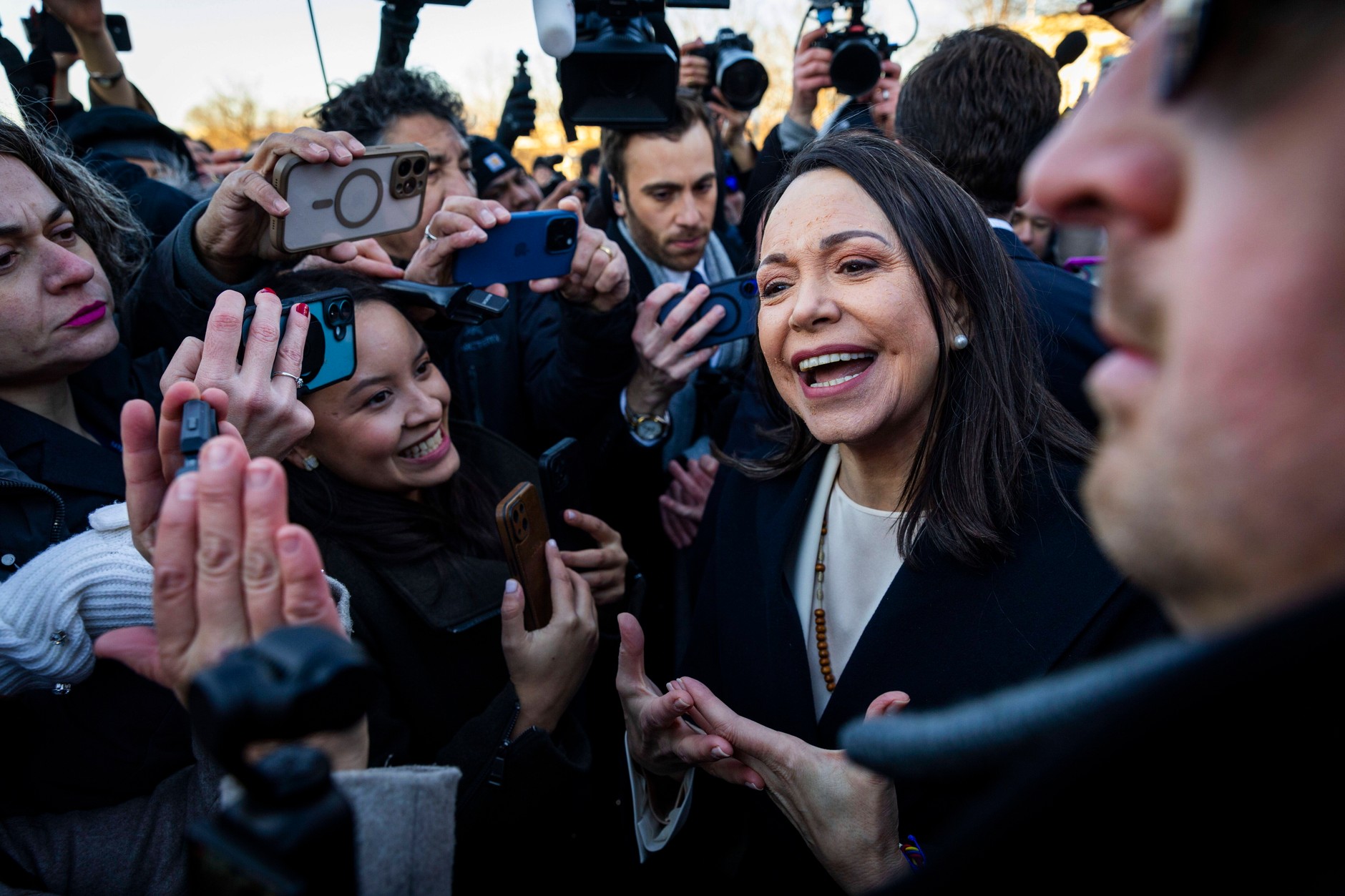 Maria Corina Machado po spotkaniu z amerykańskimi senatorami. Waszyngton, 15 stycznia 2026 r.