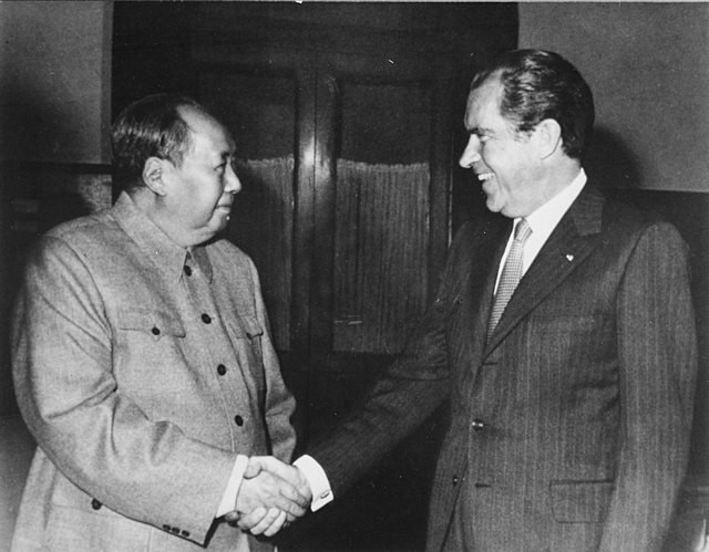 Chinese leader Mao Zedong and US President Richard Nixon in Beijing, February 1972.