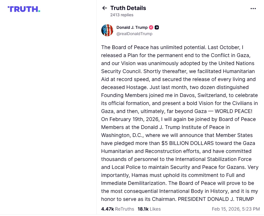 Trump announced the date of the next meeting of the Peace Council and named the amount that its members will allocate photo 1