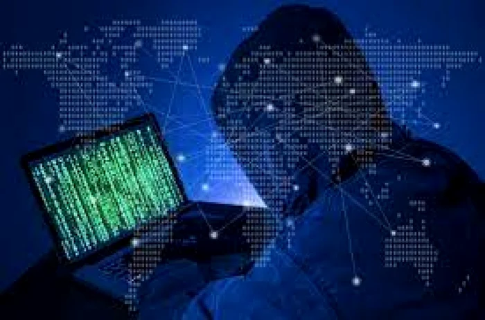 A hacker steals data from the internet