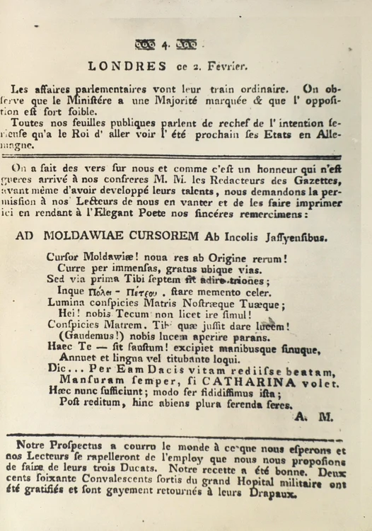 A page of the newspaper Courrier de Moldavie PHOTO tiparituriromanesti.wordpress.com