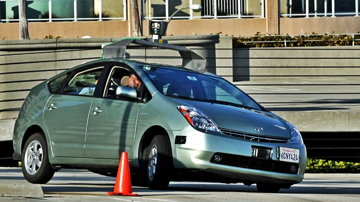 Autonomous car tested in a testing ground 