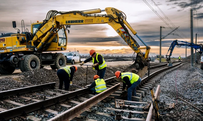 Works on the Lugoj - Timișoara railway. Photo CFR Infrastructure Timișoara. Facebook