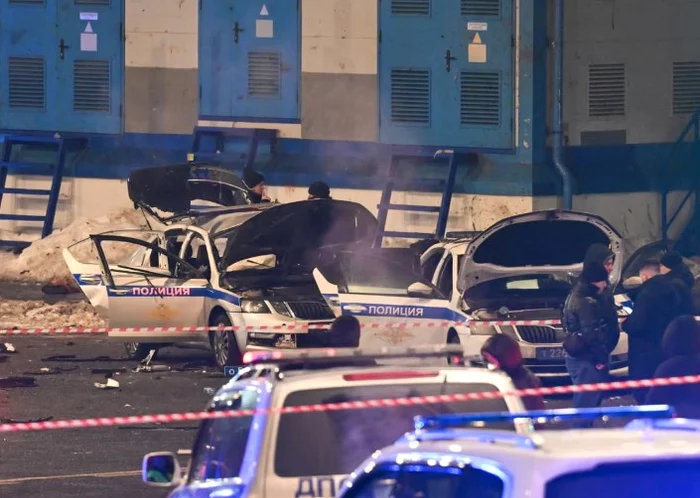 The scene after an explosion that killed a Russian police officer PHOTO: getty images