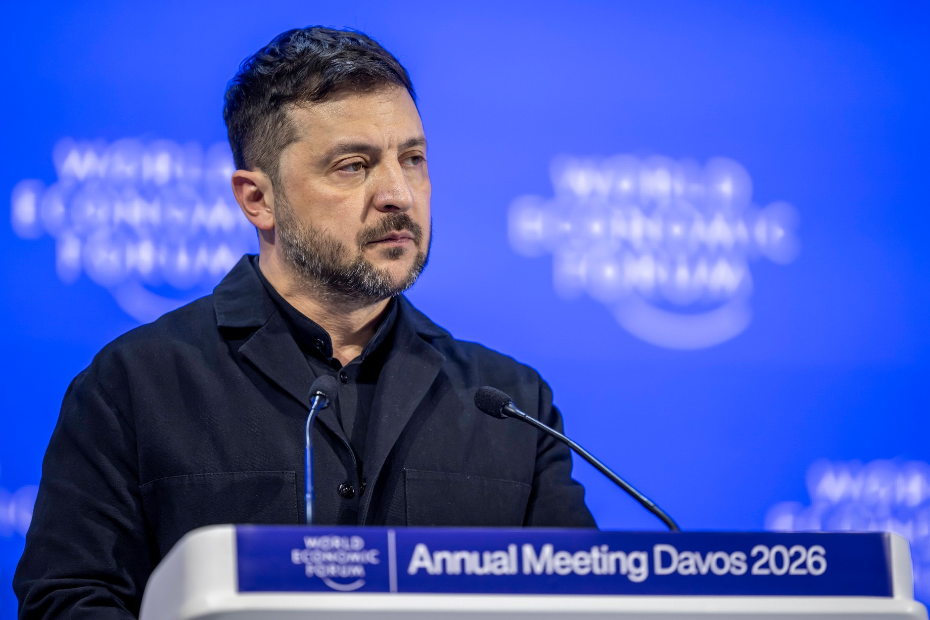 President of Ukraine Volodymyr Zelensky in Davos, Switzerland, January 22, 2026.
