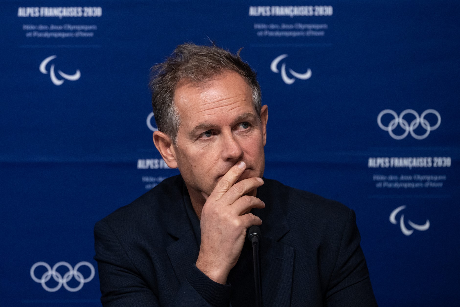 Edgar Grospiron, president of the Organizing Committee of the 2030 Winter Olympic Games in France, during a press conference in Le Grand Bornand, December 3, 2025.